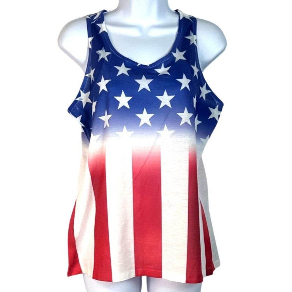 American Flag 4th of July Patriotic Independence Day Tank Top Women's Size M